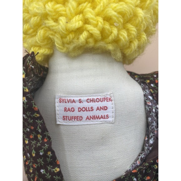 Reversible RARE Handmade Rag Doll Sylvia S Chloupek Floral Dress Yarn Hair 18" - Picture 7 of 9